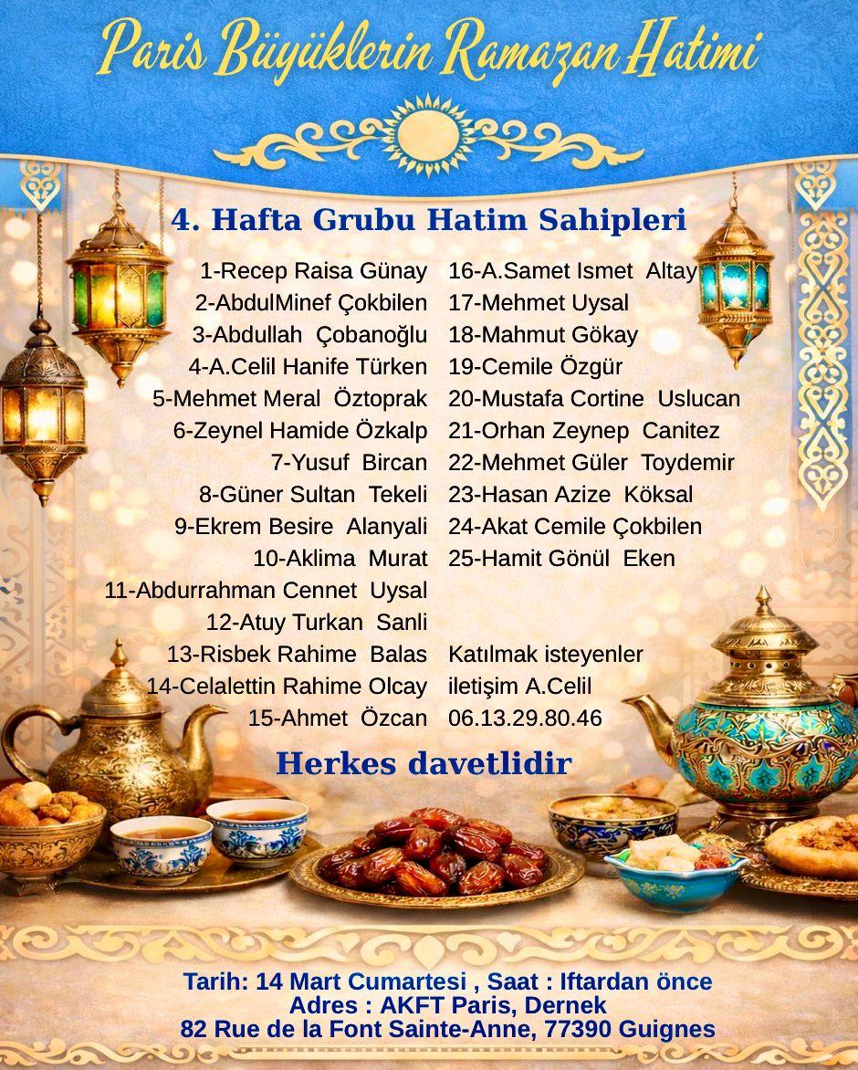 14 Mart Ramazan Hatimi